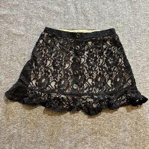 Amy Byer Skirt Girls Medium (10-12) Ruffle Black Lace Lined